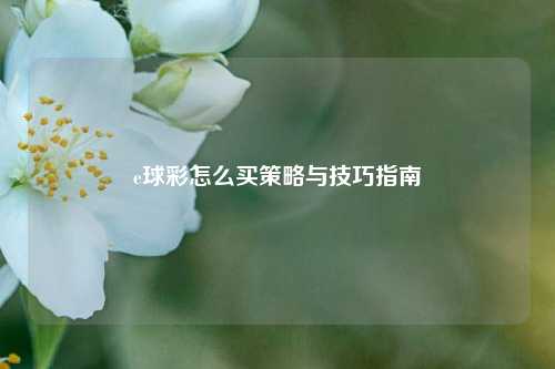 e球彩怎么买策略与技巧指南