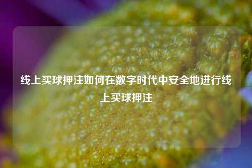 线上买球押注如何在数字时代中安全地进行线上买球押注