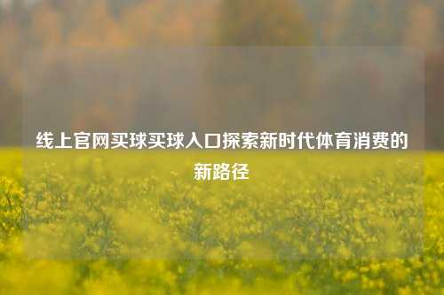 线上官网买球买球入口探索新时代体育消费的新路径