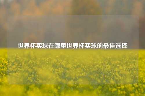 世界杯买球在哪里世界杯买球的最佳选择
