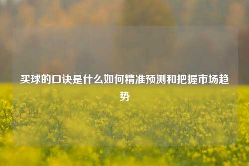 买球的口诀是什么如何精准预测和把握市场趋势