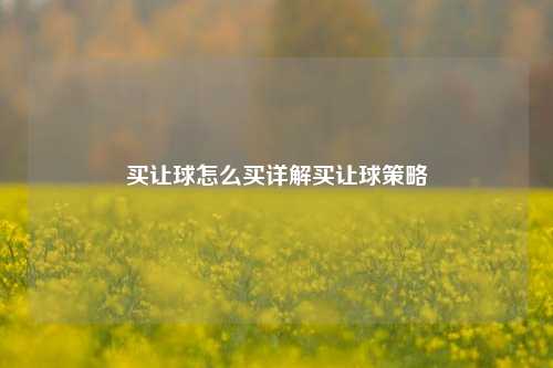 买让球怎么买详解买让球策略