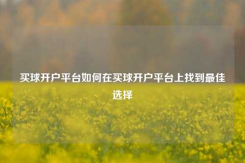 买球开户平台如何在买球开户平台上找到最佳选择