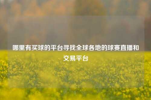 哪里有买球的平台寻找全球各地的球赛直播和交易平台