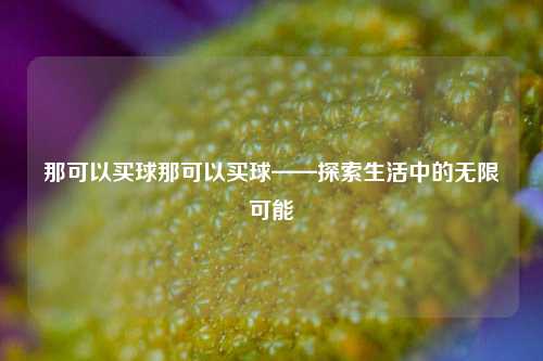 那可以买球那可以买球——探索生活中的无限可能