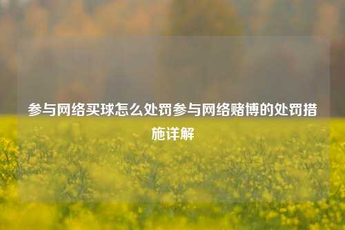 参与网络买球怎么处罚参与网络赌博的处罚措施详解