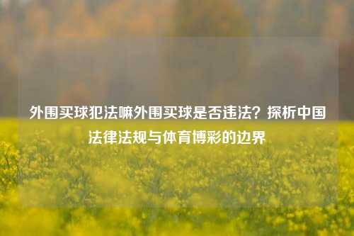 外围买球犯法嘛外围买球是否违法？探析中国法律法规与体育博彩的边界