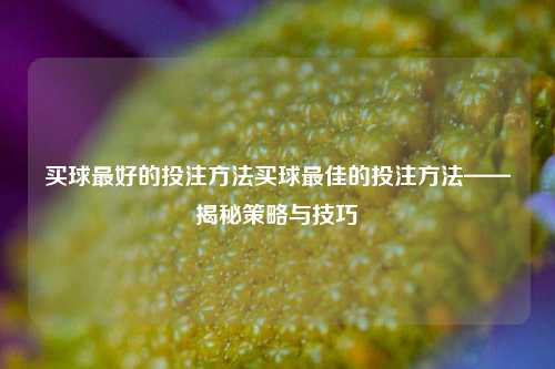买球最好的投注方法买球最佳的投注方法——揭秘策略与技巧